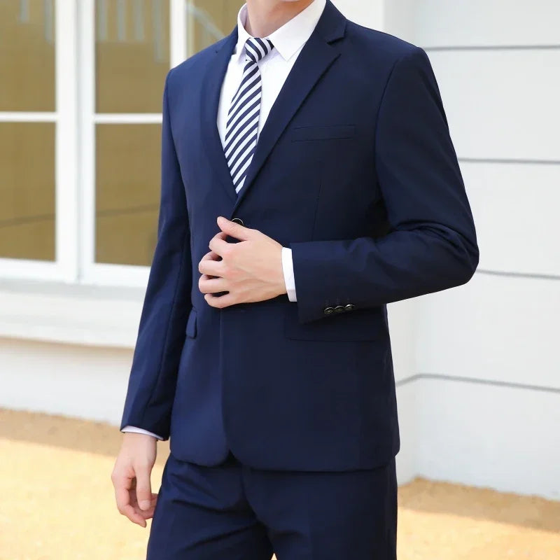 8XL Suit (Blazer+pants) Fashion Business Gentleman Italian Style Slim