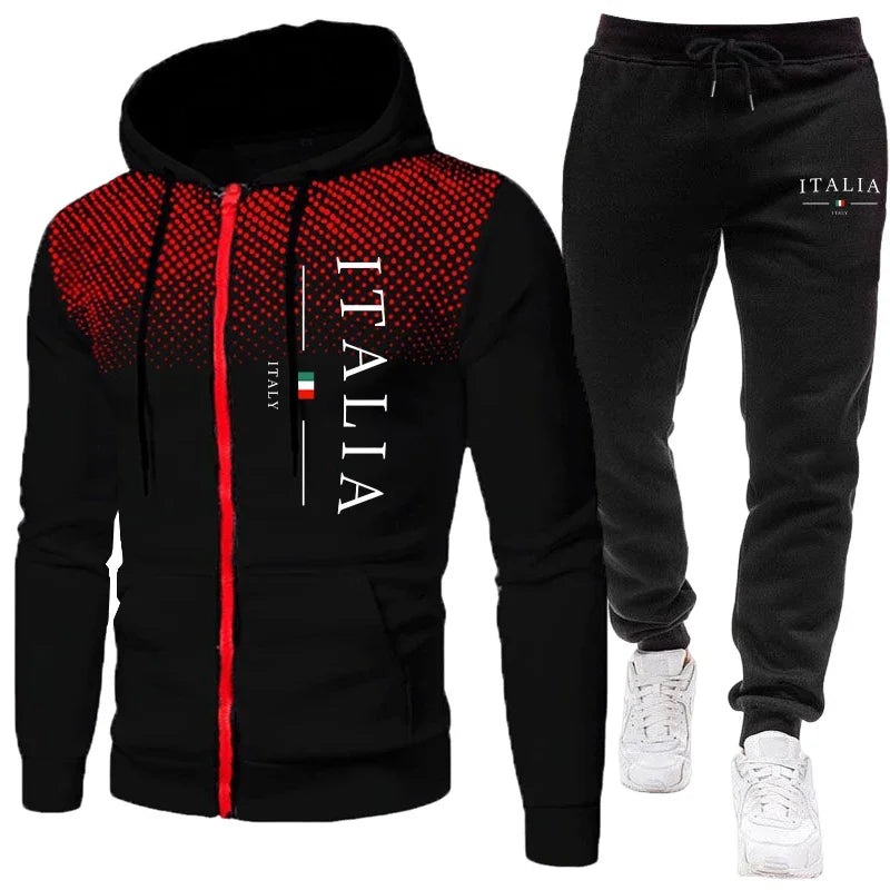 Autumn Winter Popular Men's Tracksuit Zipper Hoodie and Sweatpants