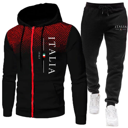 Autumn Winter Popular Men's Tracksuit Zipper Hoodie and Sweatpants
