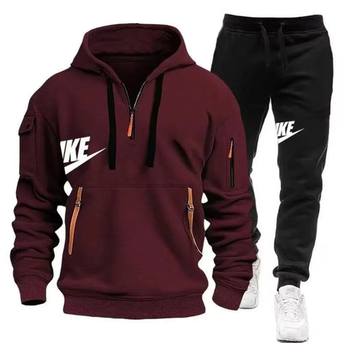 2025 New men's autumn and winter suit zipper hoodie + trousers suit