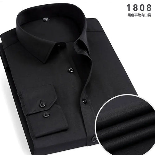 Men's long-sleeved shirt business casual solid color striped plaid