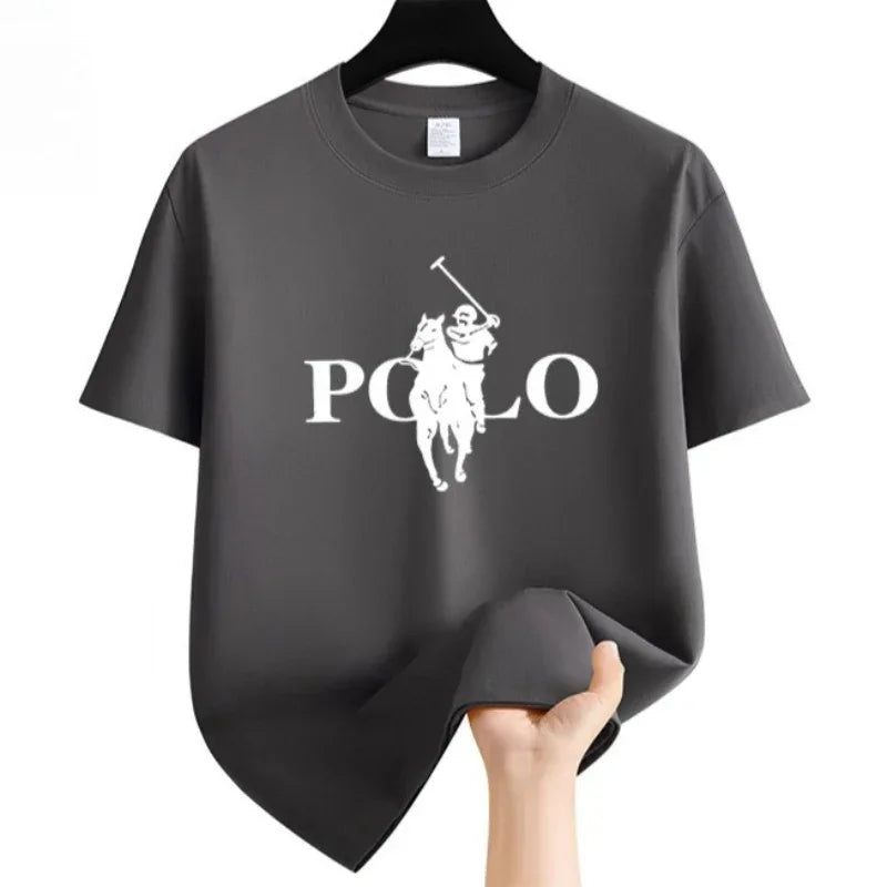 Men's fashionable casual T-shirt, versatile round neck short sleeved,