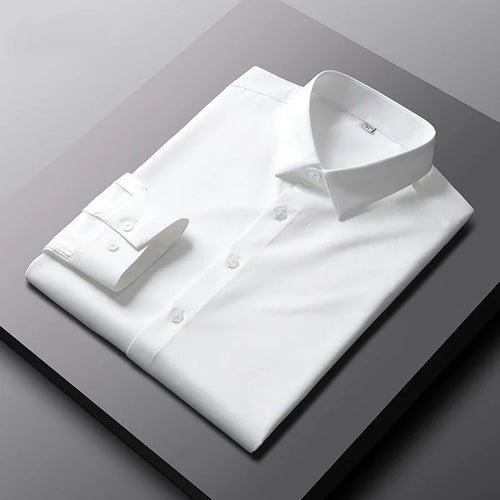 Men's Casual and Fashionable Long Sleeved Solid Color Shirt Non