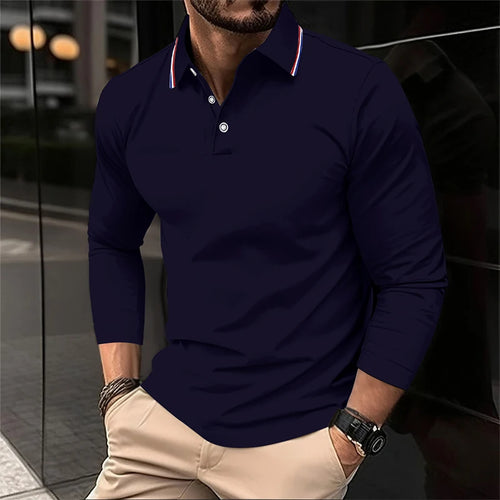 2025 Men's Summer Long Sleeve Lapel Polo Casual Breathable Comfortable