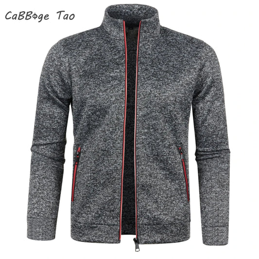 Autumn and Winter Men's New Long Zipper Color Block Sweater Sleeves