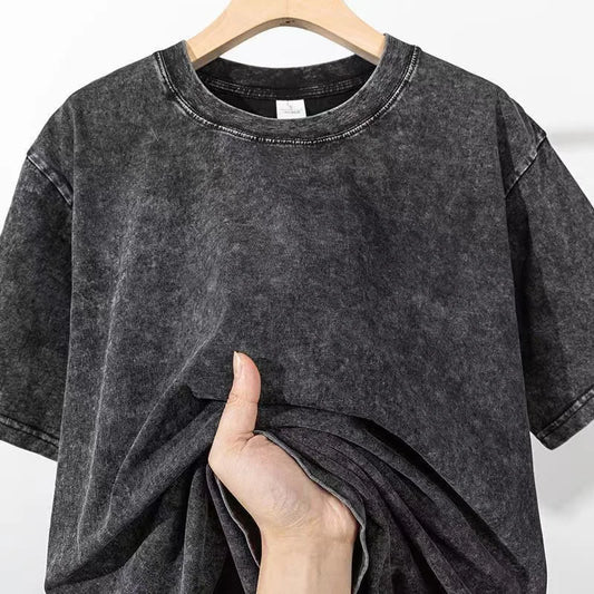 Men's Summer T-shirt 230G Heavy Cotton Vintage Washed T-Shirts