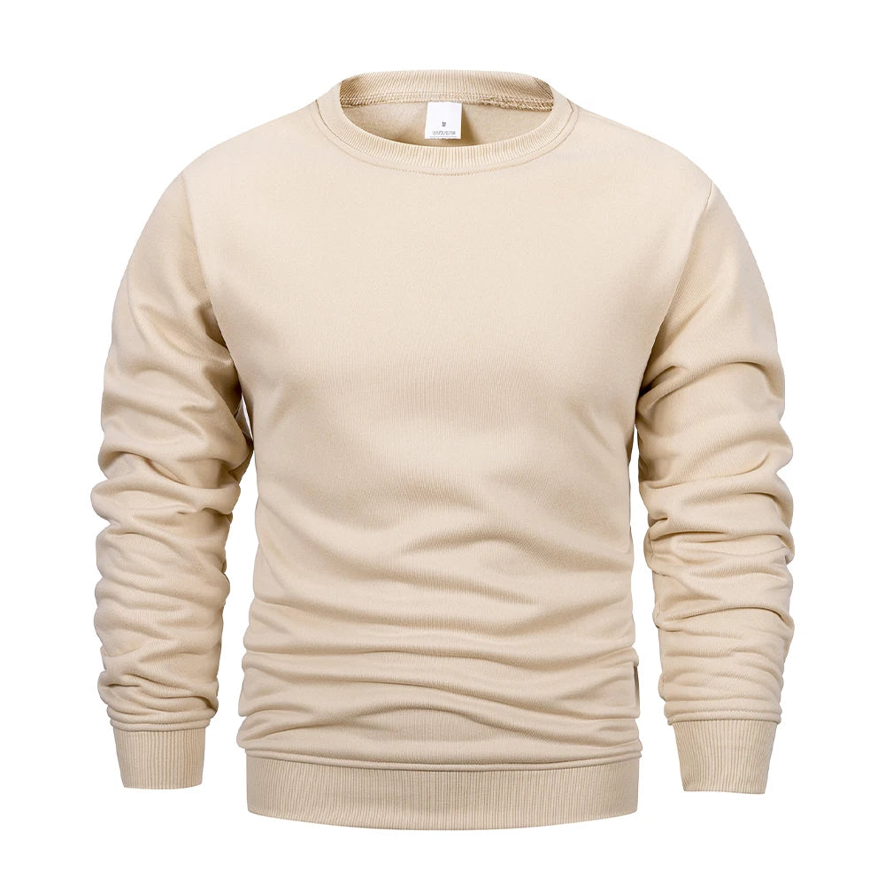 Men's Crew Neck Hoodies Autumn Winter Fleece Warm Casual Loose