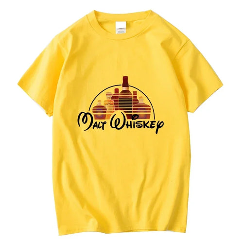Summer Men's T-shirt 100% Cotton Funny Malt Whiskey Print Summer Loose