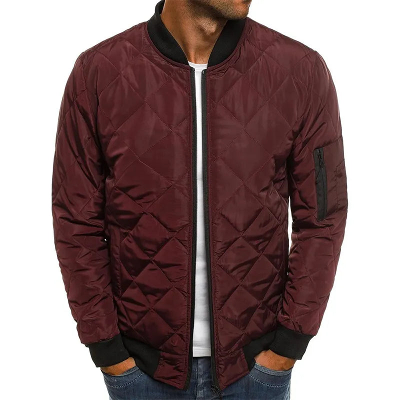 Winter New Cotton Jacket Men's Baseball Collar Mesh Pressed