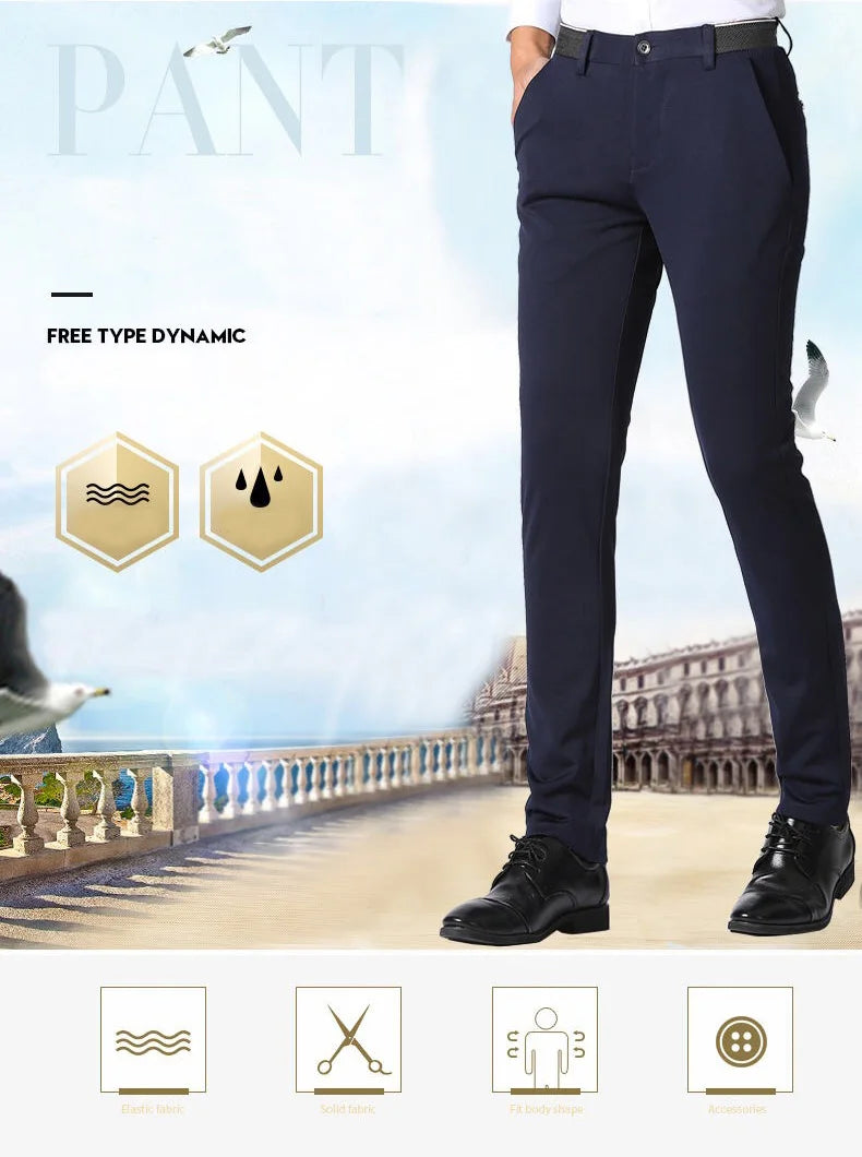 Men's Spring Autumn Fashion Business Casual Long Pants Suit Pants Male