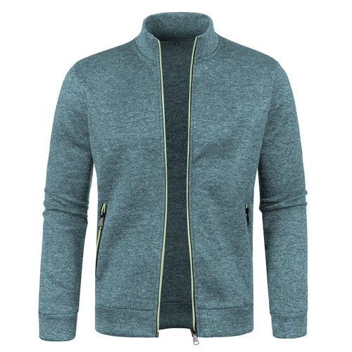 Autumn and Winter Men's New Long Zipper Color Block Sweater Sleeves