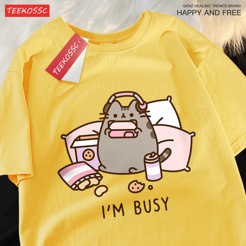 Sorry I'M Busy Cat Playing Games With Headphones Man T Shirt High