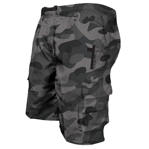 Summer Men Cargo Shorts Elastic Waist Drawstring Pockets Tactical