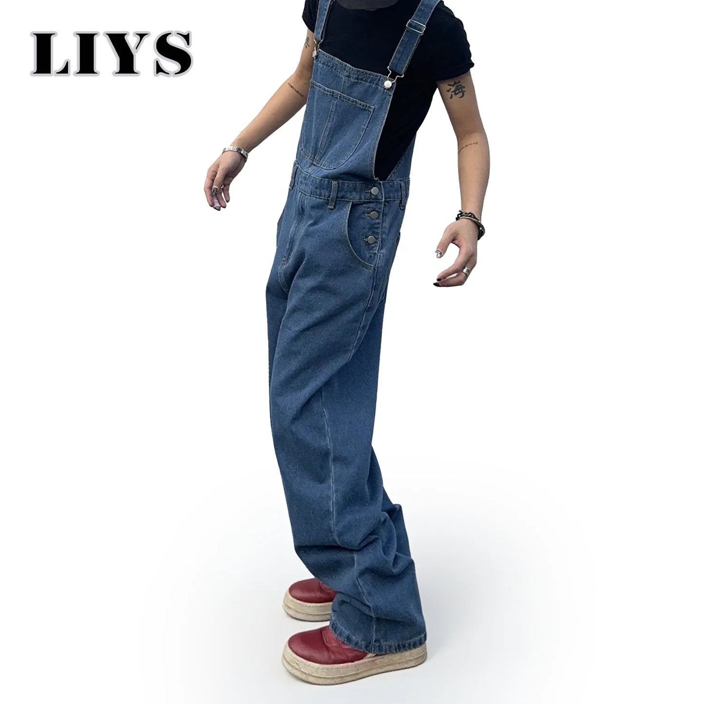 Overalls for Men Denim Suspenders Simple Baggy Jeans Men's Street