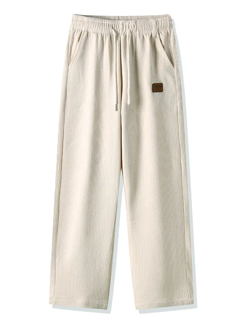 Winter Thick Warm Corduroy Sweatpants Men Fleece Liner Drawstring