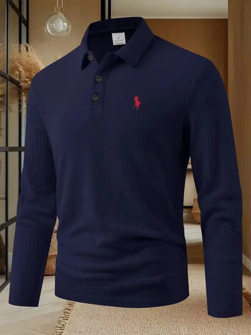 Men's high-end brand exquisite embroidered polo shirt long sleeved