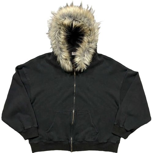 Fluffy Hat Hoodie Solid Color Casual Long Sleeve Hoodie Retro Coat
