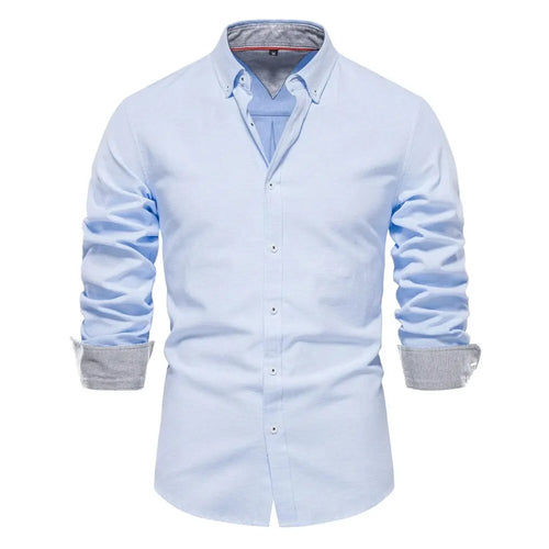 AIOPESON New Spring Cotton Blend Men's Oxford Shirt Long Sleeve Button