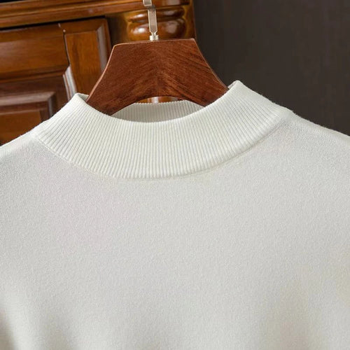 Autumn Mens Mock Turtleneck Knitwear Sweater Outdoor Half Neck Solid