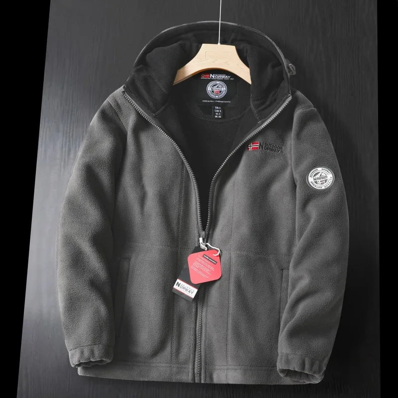 2024 Brand Winter Fleece Jacket Men's Casual Thickened Wool Jacket