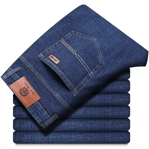 Men's Soft Straight Denim Pants 2025 Autumn Classic Business Black