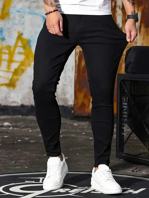 2025 Spring New Mens Slim Fit Classic Skinny Jeans Casual Street Style
