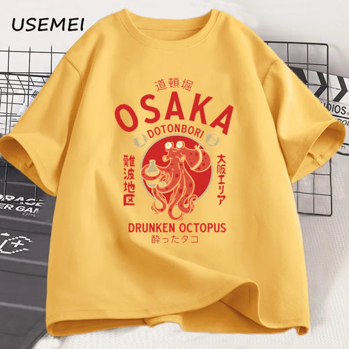 Osaka Dotonbori Drunken Octopus Graphic T Shirts Japanese Style Street
