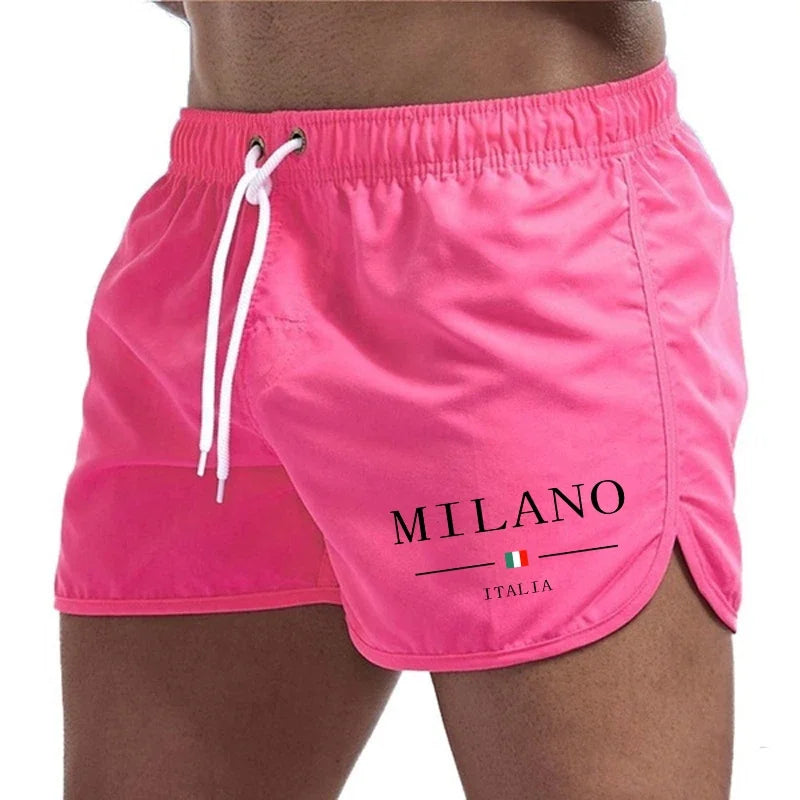 2025 Summer Men's Beach Shorts Urban Print Beach Trunks Jogging Casual