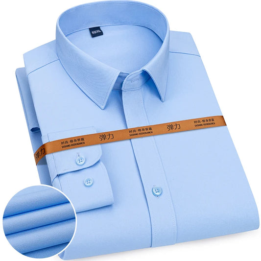 New Men's Solid Color Business Shirt Formal Fashion Thin Classic Basic