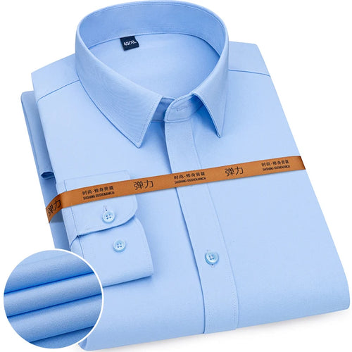 New Men's Solid Color Business Shirt Formal Fashion Thin Classic Basic