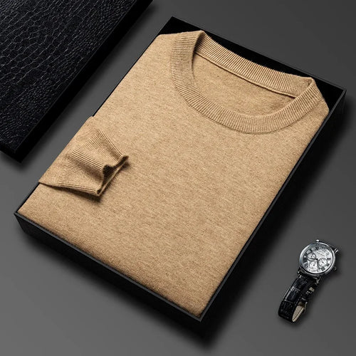 2025 New Men's Casual Sweater Round Neck Long Sleeve Knitted Sweater