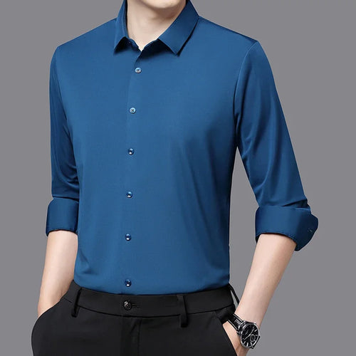 Premium Men's Ultra-Stretch Shirt - High-Quality Silky Business Formal