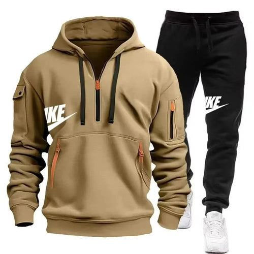 2025 New men's autumn and winter suit zipper hoodie + trousers suit