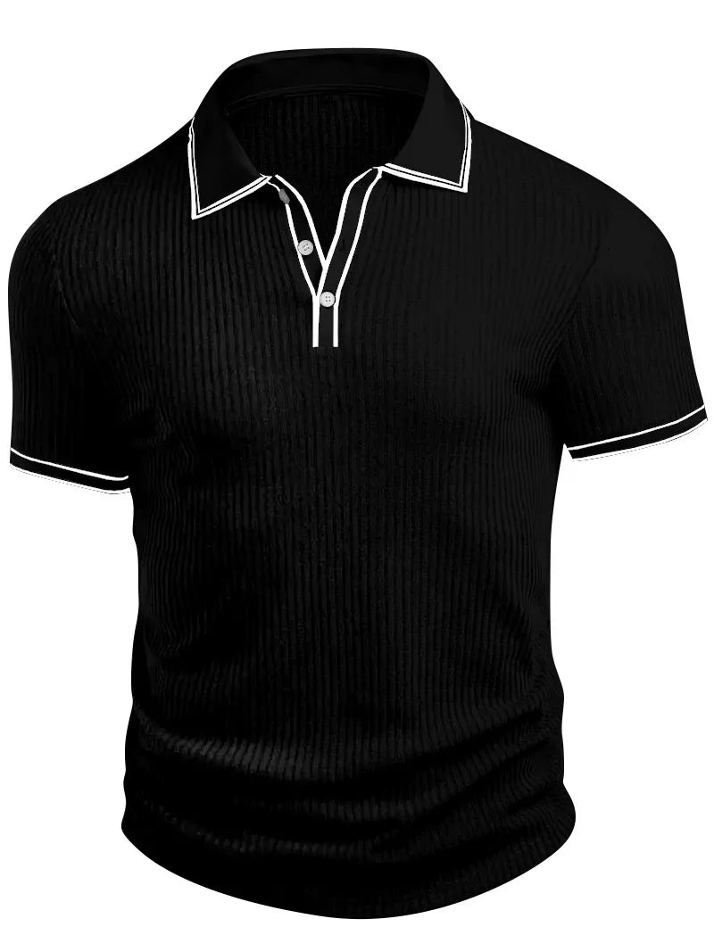New Men's Polo Short-sleeved Shirt Solid Color For Men Business Casual