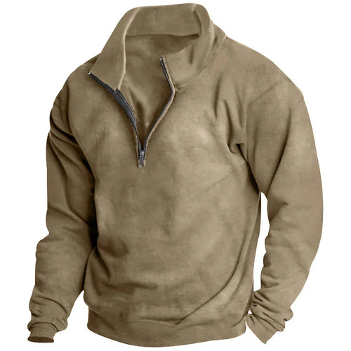 Autumn and winter new men's fleece sweatshirt stand-up collar half