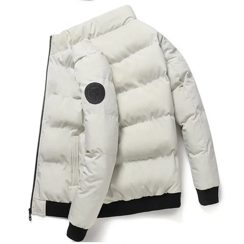 2025 Winter New Solid Color Zipper Down Jacket Thick Cotton Jacket Men
