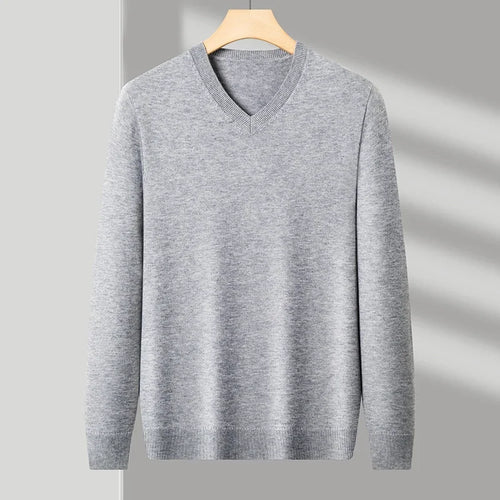 New Sweatwear Men's V Neck Basic Solid Color Sweaters Round Neck