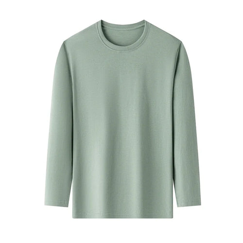 Men's Solid Color round Neck Long Sleeve T-Shirt Cotton Summer