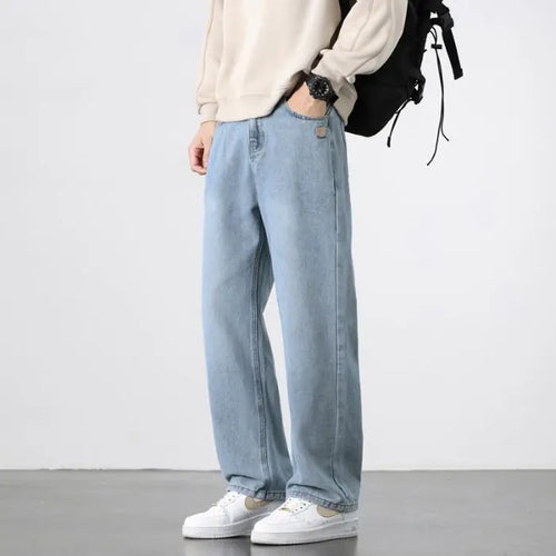 Spring Autumn New Men's Straight Vintage Fit Jeans Casual Trousers