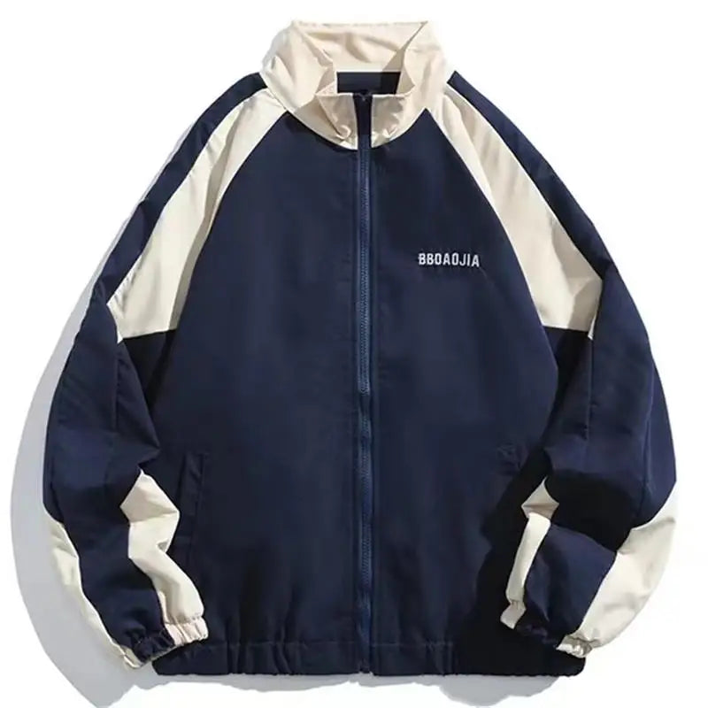 Hip Hop Varsity Jacket Men High Street Patchwork Color Black