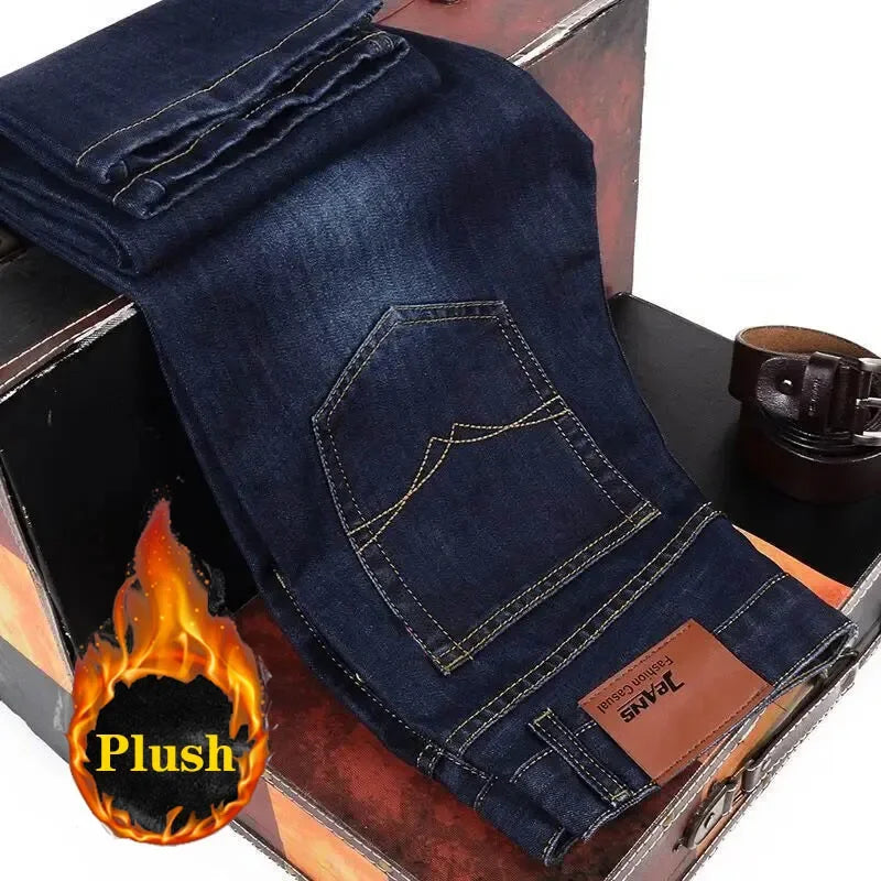 2025 New Business Casual Trousers Grey Fleece Men Clothes Black Blue