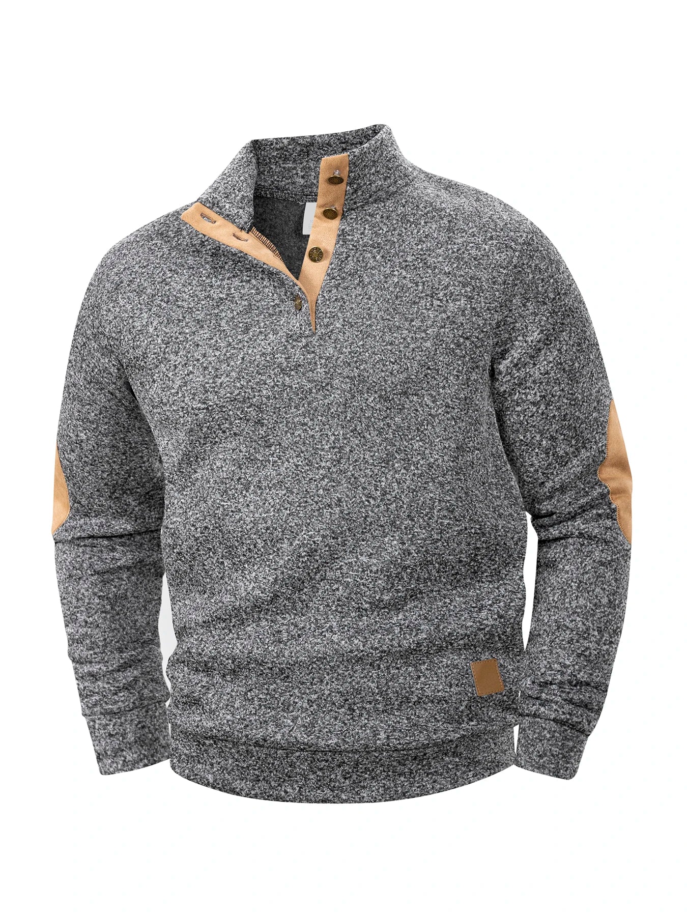 Spring Autumn Men's Casual Pullover Button Down Stand Collar Henley