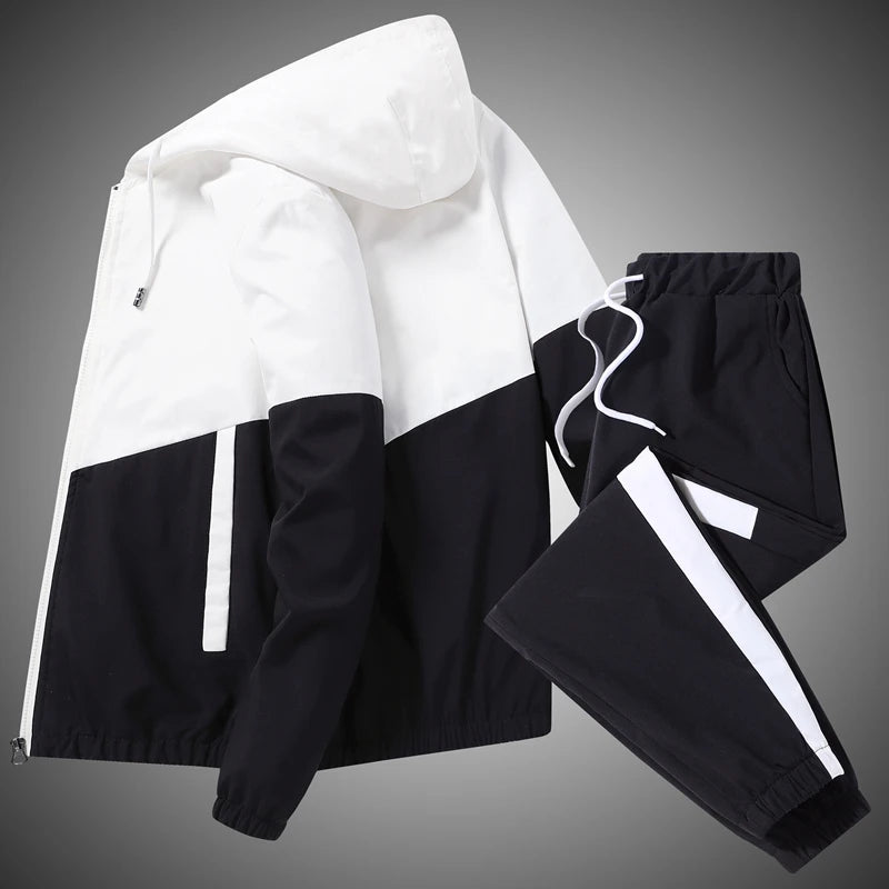 Men Tracksuit Casual Joggers Hooded Sportswear Jackets And Pants 2