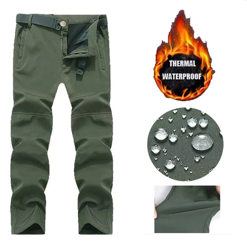 Men's City Cargo Autumn Winter Fleece Softshell Hiking Pants Fishing