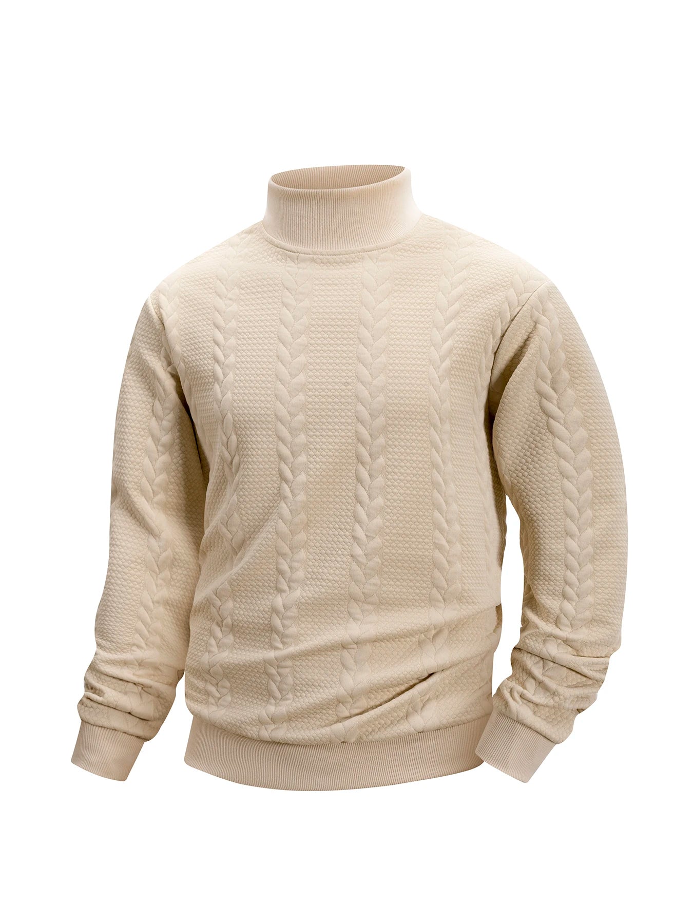 Autumn Winter Thick Knitted Sweater Men Pullovers Solid Color Mock