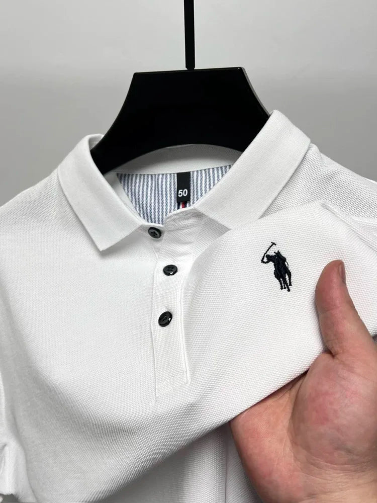 High end brand 100% cotton short sleeve polo shirt men luxur pony
