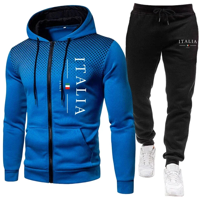 Autumn Winter Popular Men's Tracksuit Zipper Hoodie and Sweatpants