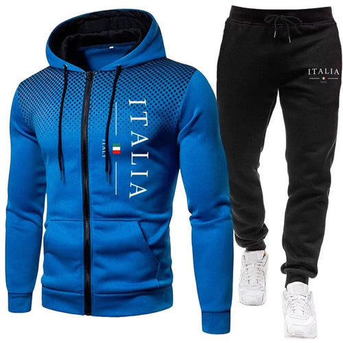 Autumn Winter Popular Men's Tracksuit Zipper Hoodie and Sweatpants