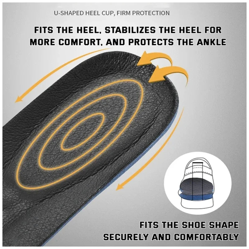 1Pair Leather Shoe Insoles for Feet Arch Support Orthopedic Insole