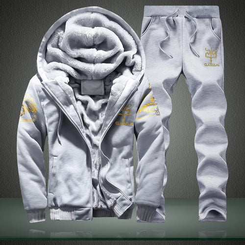 Wolf Czuadlte2024New Winter Men's Sports Set Casual Pants Hooded